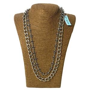 Stigma Chain Link Fleur de' Lis Siver-Toned Double Linked Necklace NWT